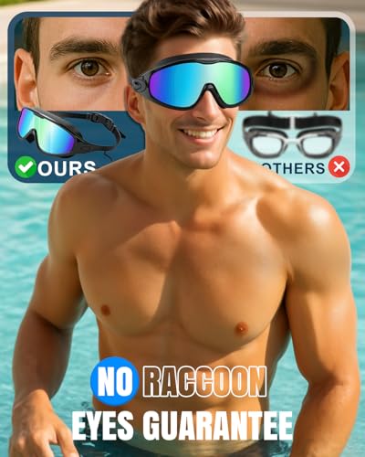 Rantizon Swim Goggles 2 Pack, Wide View Anti Fog&UV Swimming Goggles for Audlt, No Leaking Summer Gifts for Men Women Kid