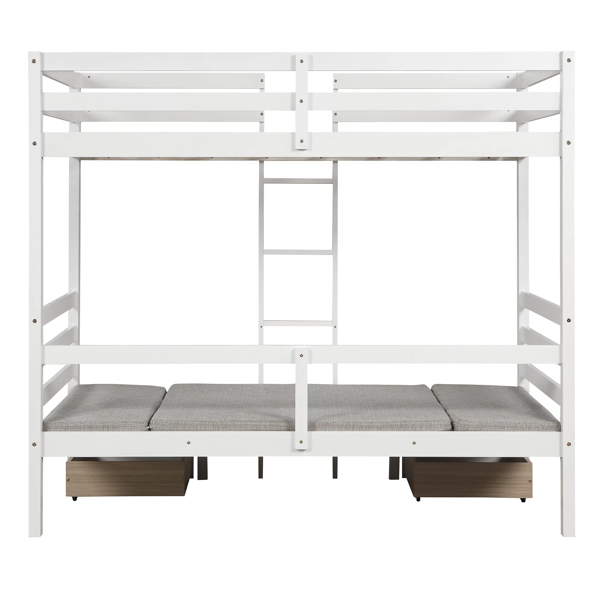 Bellemave Twin Size Loft Bed with Desk, Seat and Two Storage Drawer, Convertible Loft Bed Can be Turned Into Twin over Twin Bunk Bed for Kids, Teens, Boy & Girls (White)