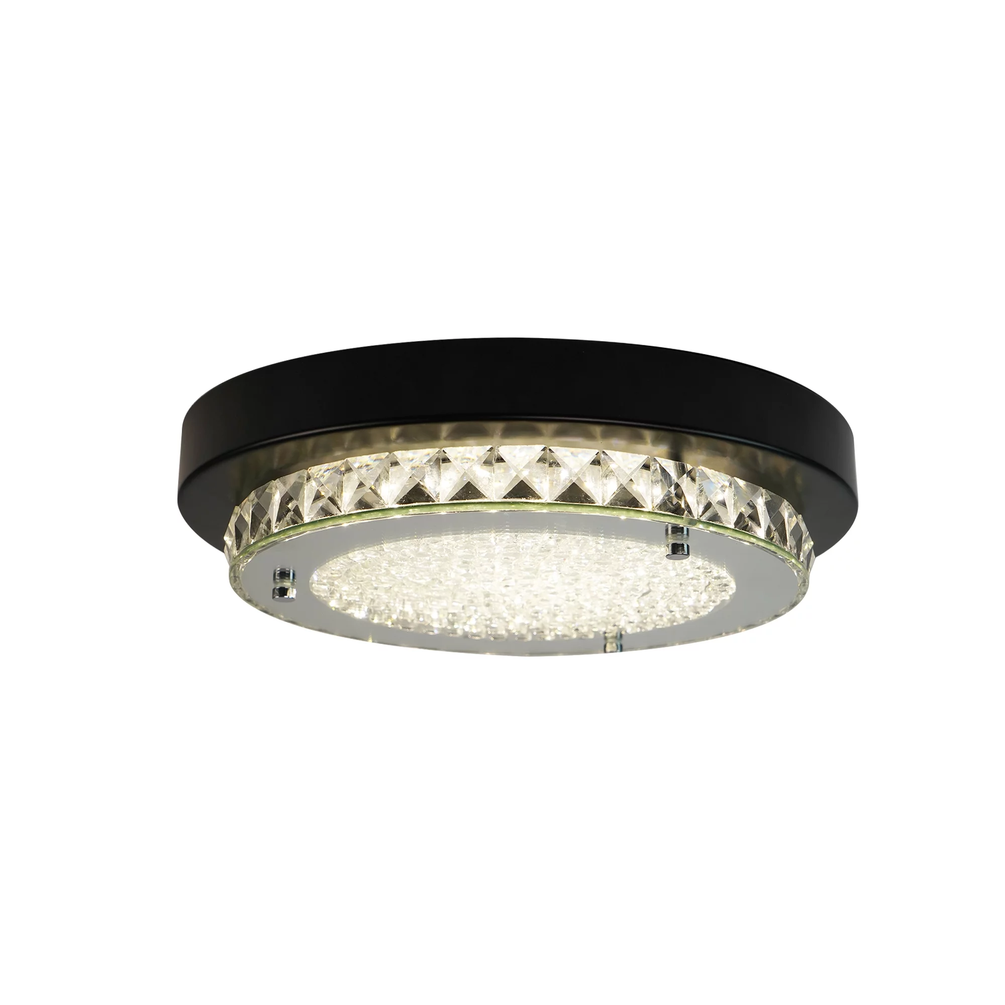 Uznhty Crystal Flush Mount Ceiling Light LED Light Fixture Kitchen Bedroom Hallway 9.8 in Black