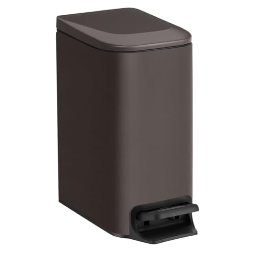 TIPGO Slim Bathroom Trash Can with Lid Soft Close, Step Pedal, 6 Liter / 1.6 Gallon Stainless Steel Trash Bin, Small Garbage Cans for Bedroom, Office, Kitchen (Matte Black)