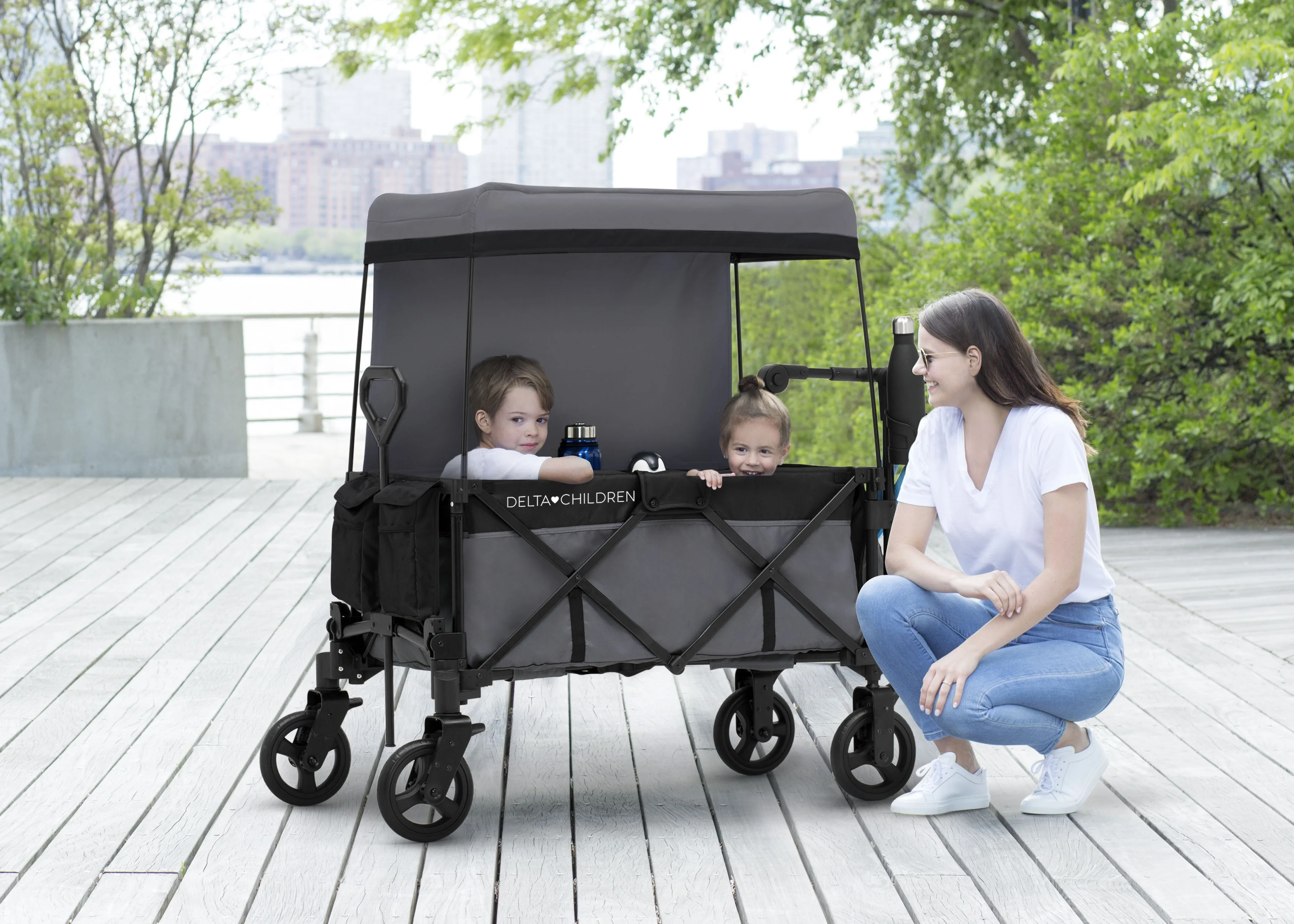 Delta Children Adventure Stroller Wagon, Grey/Black