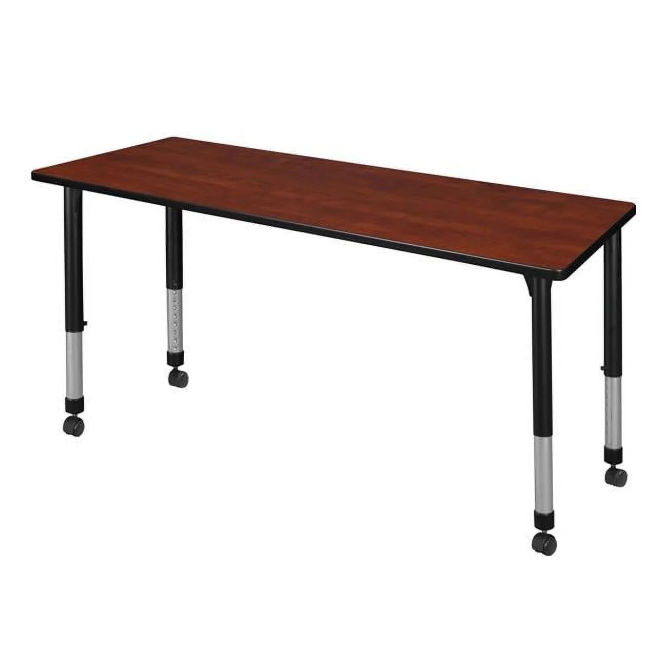 66 x 30 in. Kee Height Adjustable Mobile Classroom Table, Cherry
