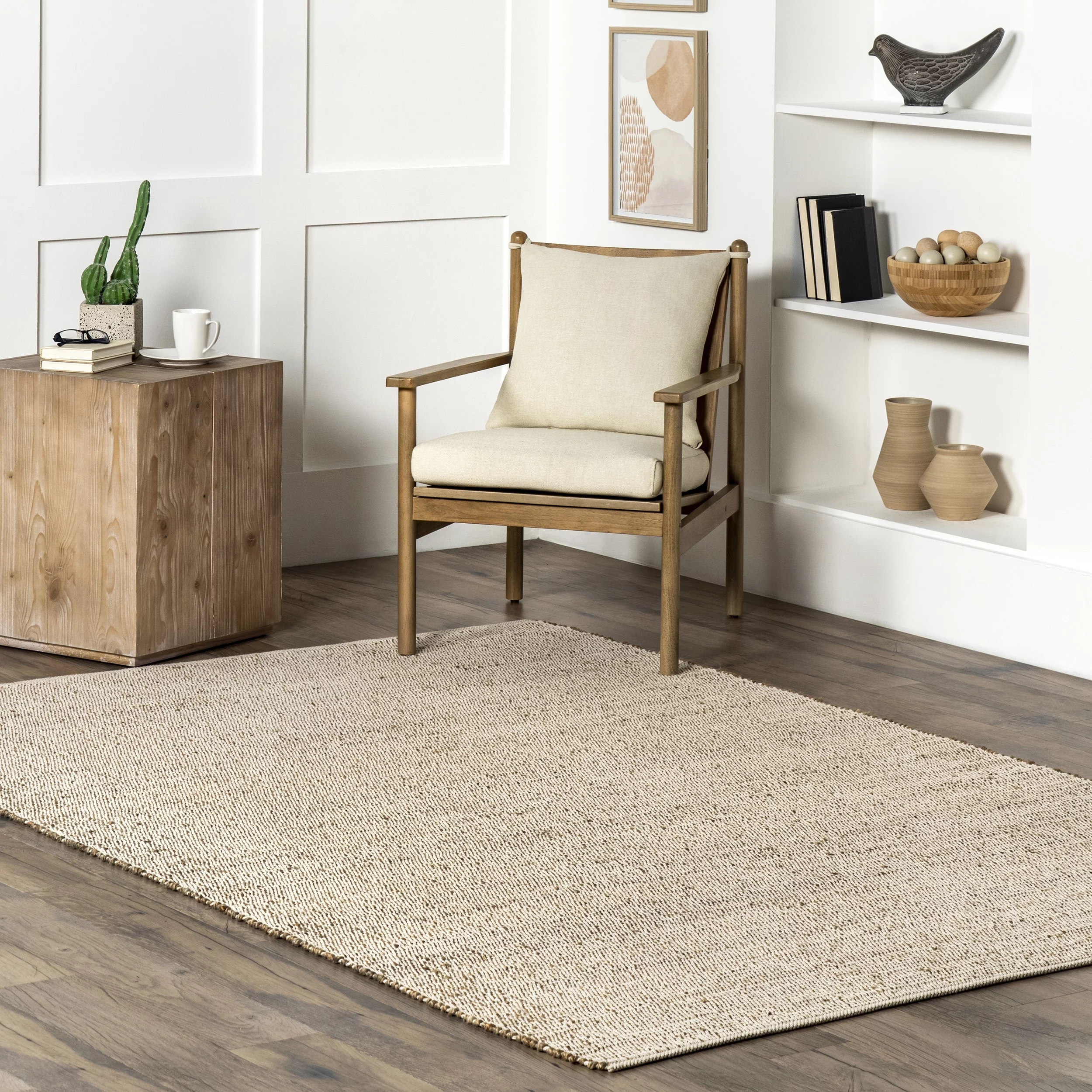 nuLOOM Elfriede Farmhouse Jute Blend Area Rug, 6' x 9', Natural