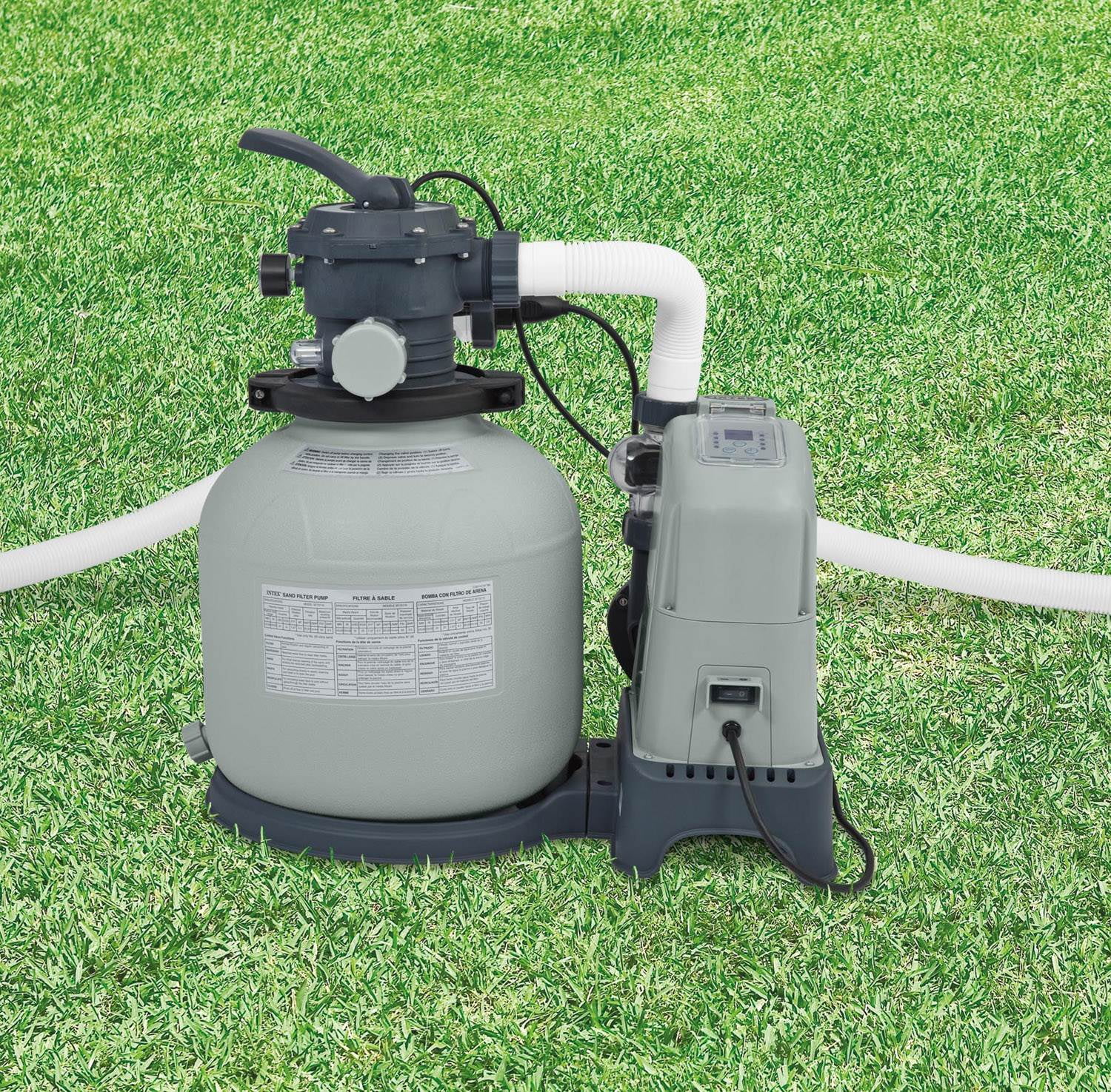 Intex 1600 GPH Saltwater System & Sand Filter Pump Set for Above Ground Pools