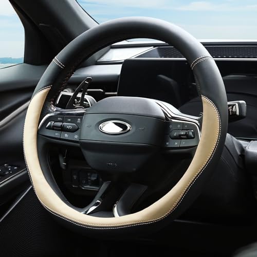 Valleycomfy Microfiber Leather Steering Wheel Cover Universal 15 inch (Black)