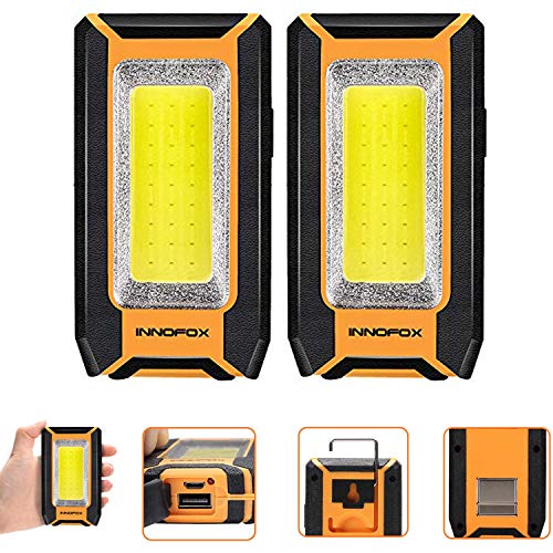 2pack LED Rechargeable Magnetic Work Light 40W 1500Lumens, Hanging Hook 3 Lighting Modes, Job Site Lighting for Car Repairing, Camping, Working, and Hurricane