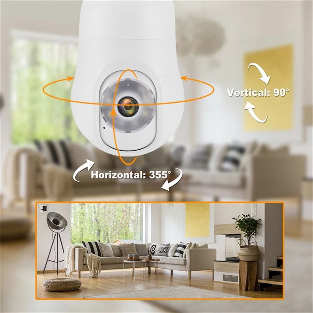 Light Bulb Security Camera 5G&2.4GHz, 360° Light Socket Wireless Camera for Home Security Indoor Outdoor with Full Color Day and Night, Motion Tracking, Audible Alarm