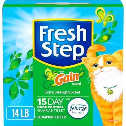 Fresh Step Clumping Cat Litter, Multi-Cat, Long Lasting Odor Control Kitty Litter with Activated Charcoal, Low Dust Formula, 14 lb