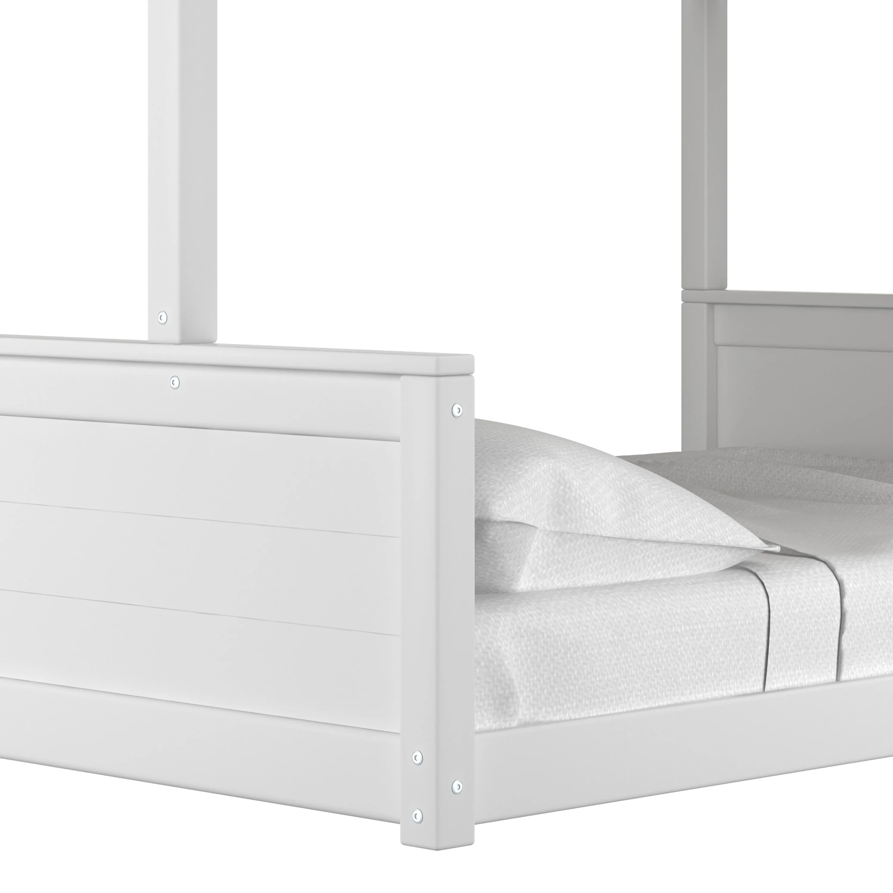 Hillsdale Capri Coastal Wood Twin over Full Bunk Bed with Mattresses in White