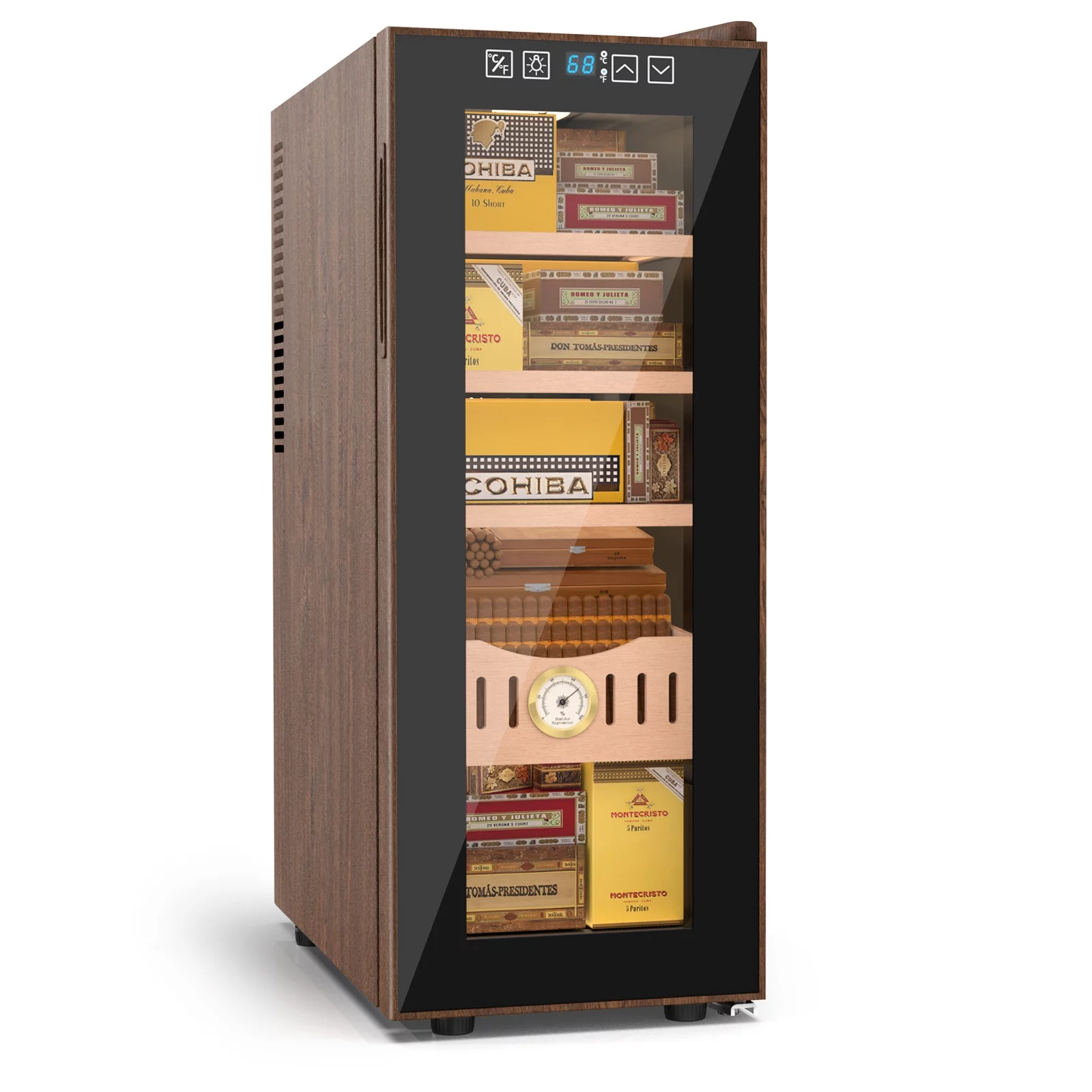 Ecojoy 35L Electric Cigar Humidor for 250 Counts With Cooling & Humidity Control System Spanish Cedar Wood Shelves,Gifts for Men