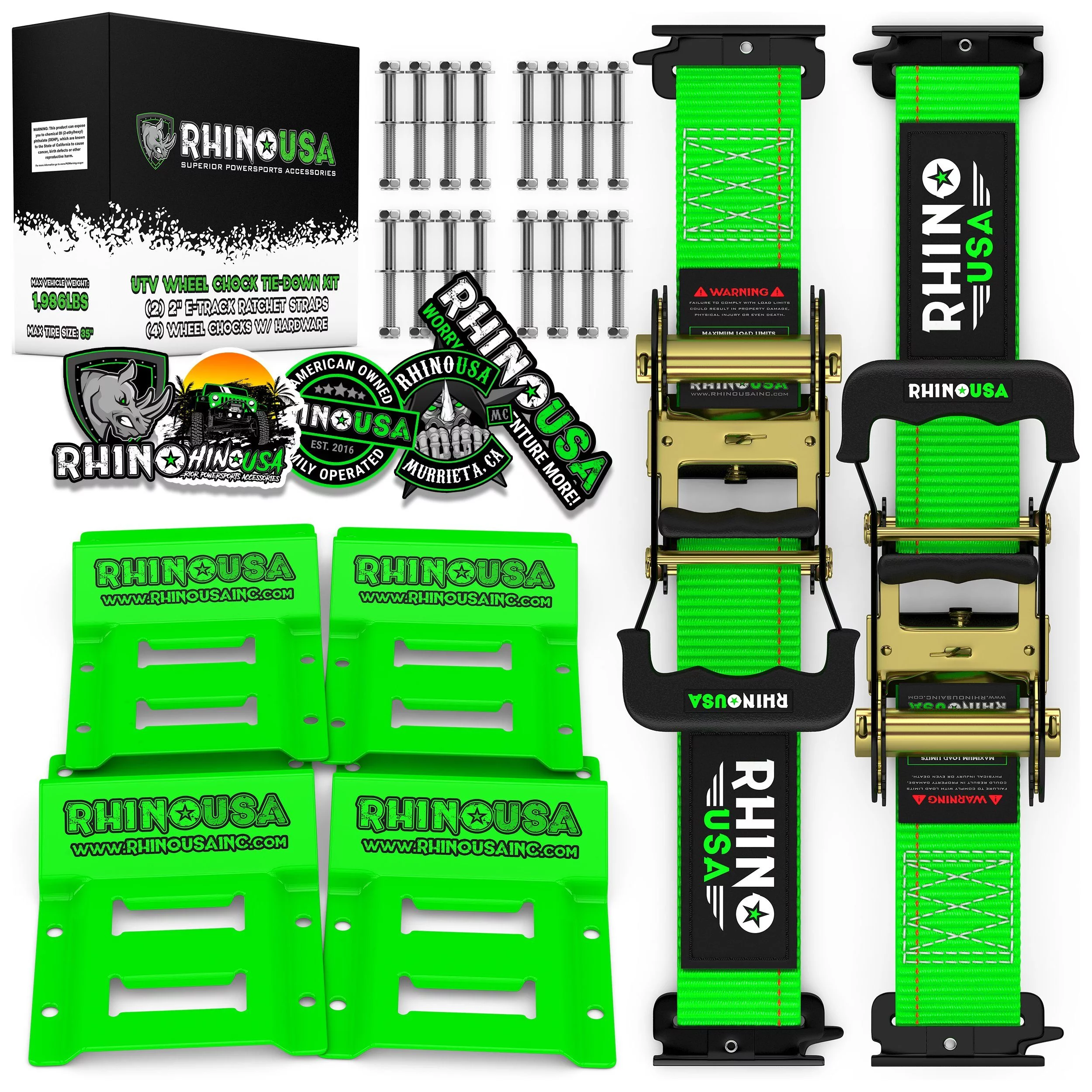 Rhino USA UTV Wheel Chock Tie-Down Kit (Green)
