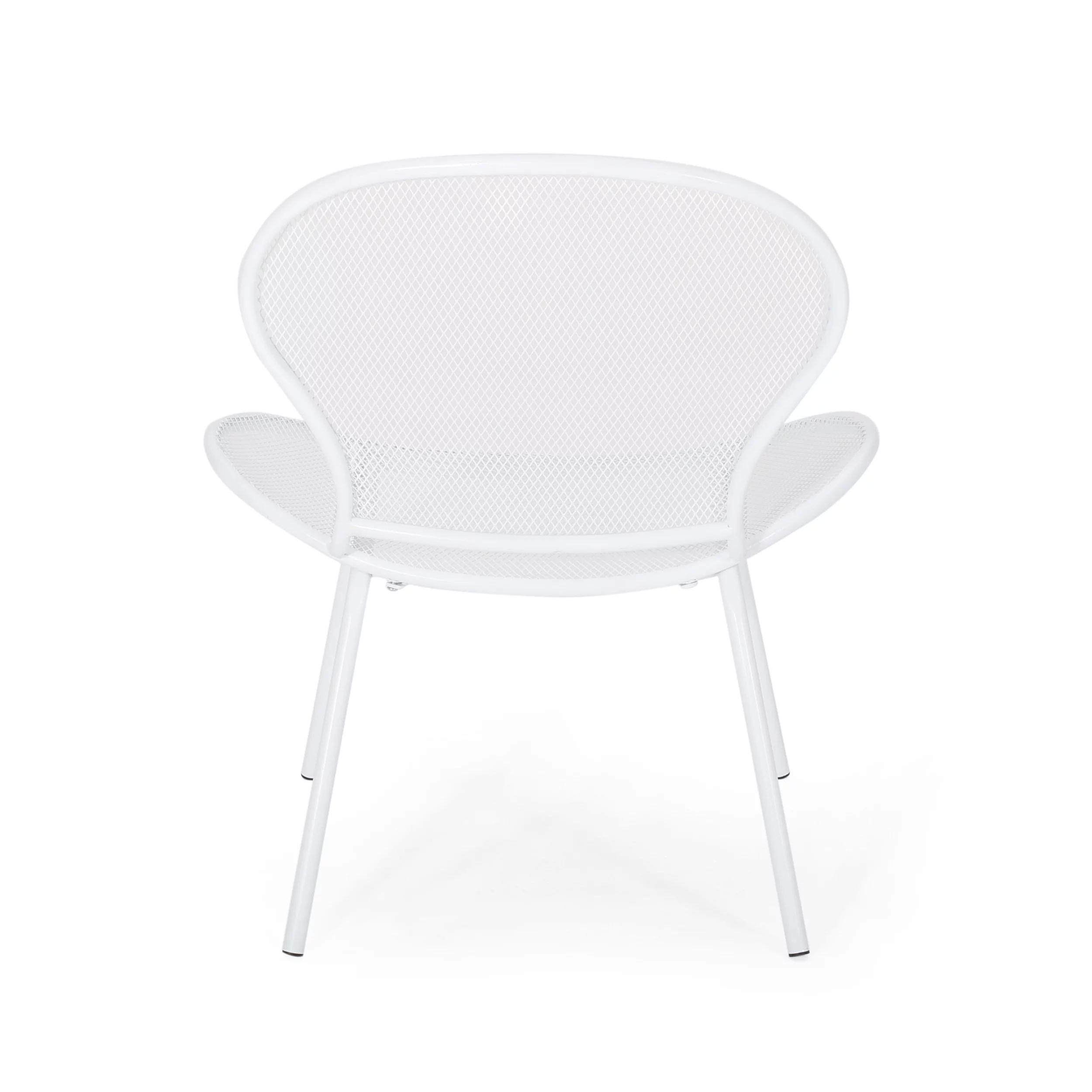 Noble House Kreighton Modern Outdoor Iron Club Chair, Set of 2, Matte White