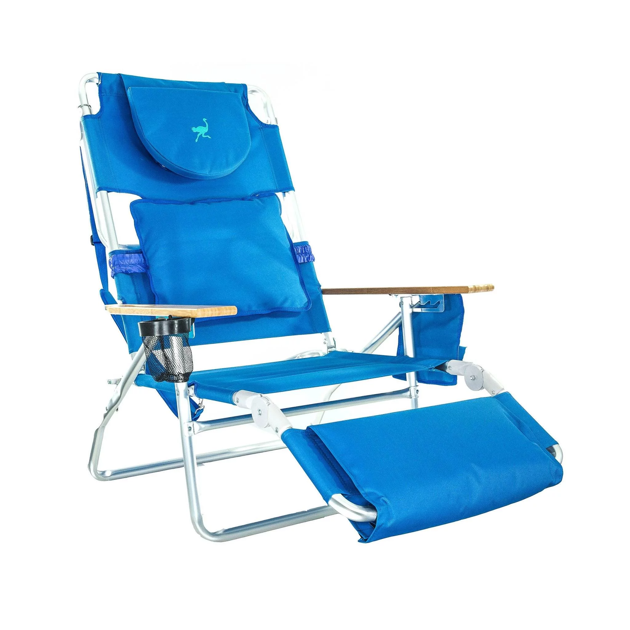 Ostrich Deluxe 3N1 Lightweight Outdoor Beach Lounge Chair w/Footrest, Blue