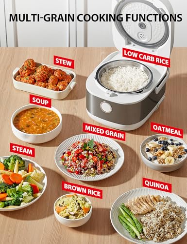 TOSHIBA Induction Heating Rice Cooker - Low Carb, Low Sugar, Digital Steamer, 5.5 Cups (Uncooked), 8 Cooking Functions, 24H Timer & Auto Keep Warm, Silvery white