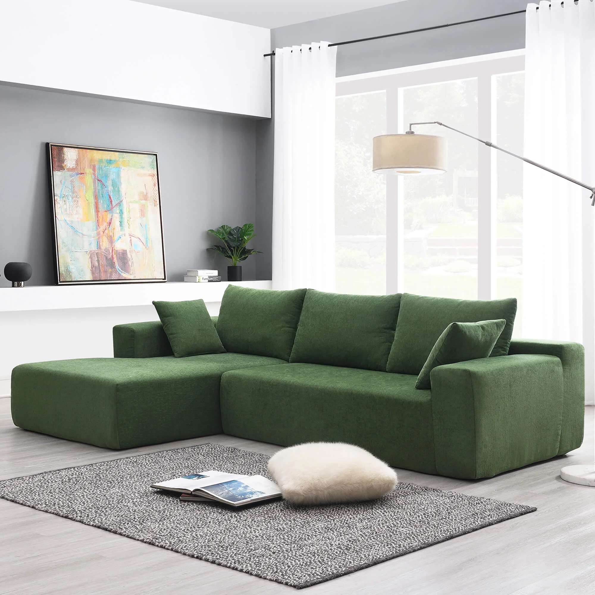 Ucloveria L-Shape 3 Seat Sectional Couch 109