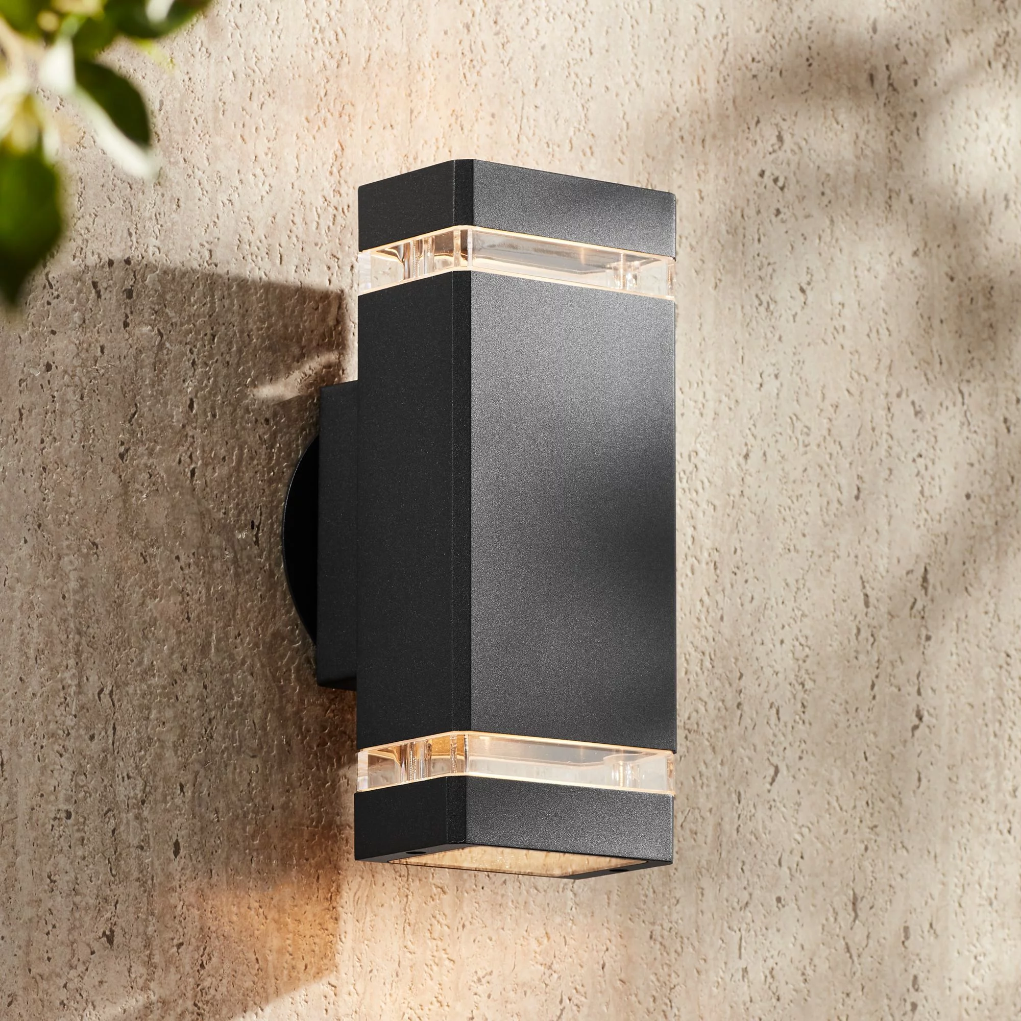 Possini Euro Design Skyridge Modern Outdoor Wall Light Fixture Black Up Down 10 1/2