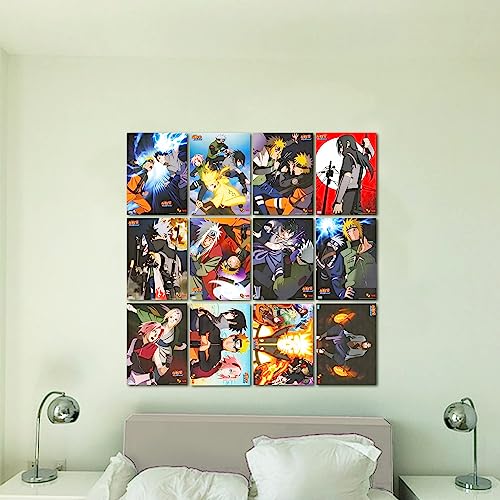 Naruto Posters for Bedroom Naruto Room Decor Bundle,12 Naruto Posters for Walls Anime Poster Pack Set with Naruto Stickers (Naruto Room Decorations)