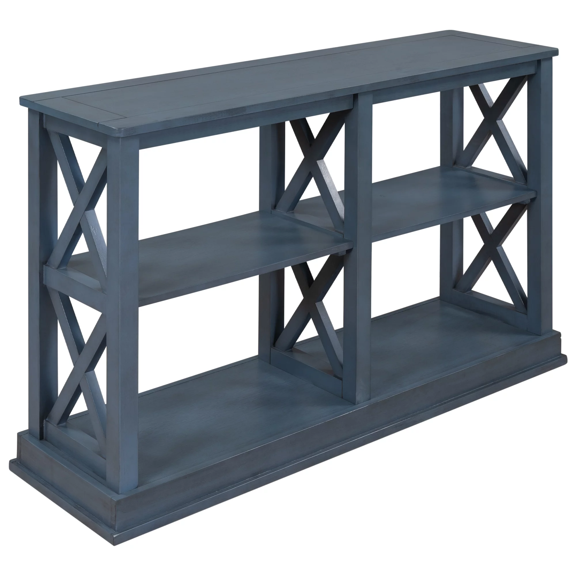 Nestfair Navy Blue Console Table with 3-Tier Open Storage Spaces