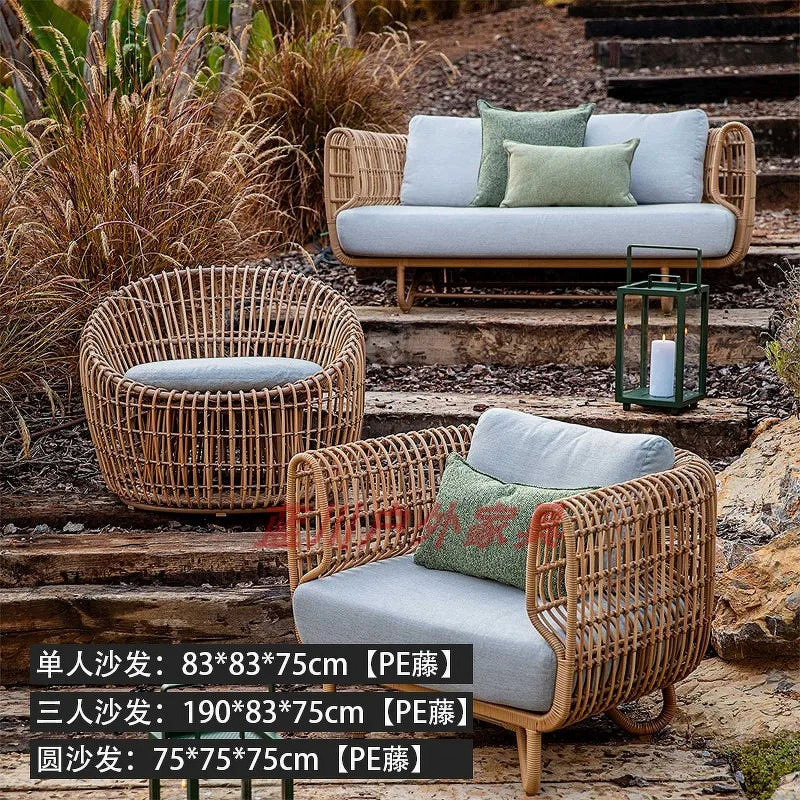 Outdoor sofa sofa bird's nest true rattan balcony furniture villa natural rattan woven leisure single courtyard