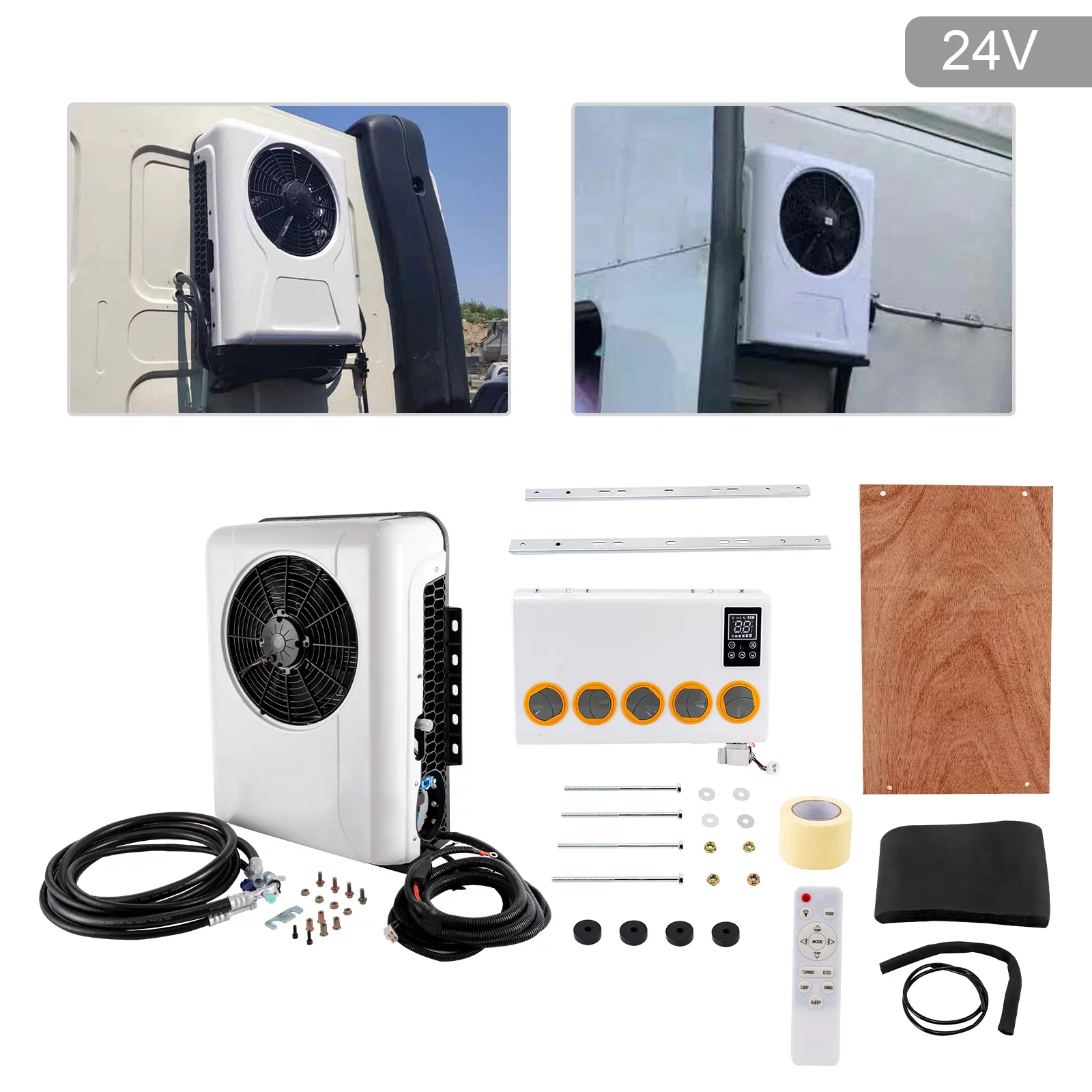 Miumaeov 24V Truck Cab Air Conditioner Split Hanging Split AC Kit Split Truck Car Conditioning System Kit 3400-10238BTU