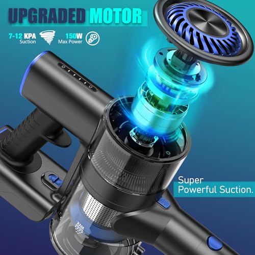 Cordless Vacuum Cleaner,Vacuum Cleaners for Home with Super Suction,Stick Vacuum Cleaner Rechargeable Up to 35 Mins Runtime,Lightweight Hardwood Floor Vacuum for Pet Hair,Carpet(Blue)