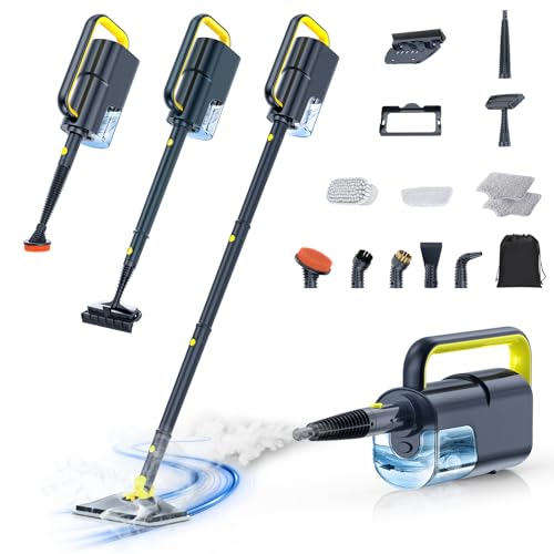 LABIGO 10-in-1 Steam Mop with Detachable Handheld Steamer, 350ml Tank, 10s Heat-Up, 248°F Steam Cleaner, 2-Level Control and Swivel Head for Floor, Carpet, Tile - Lightweight and Multi-Surface, Gray