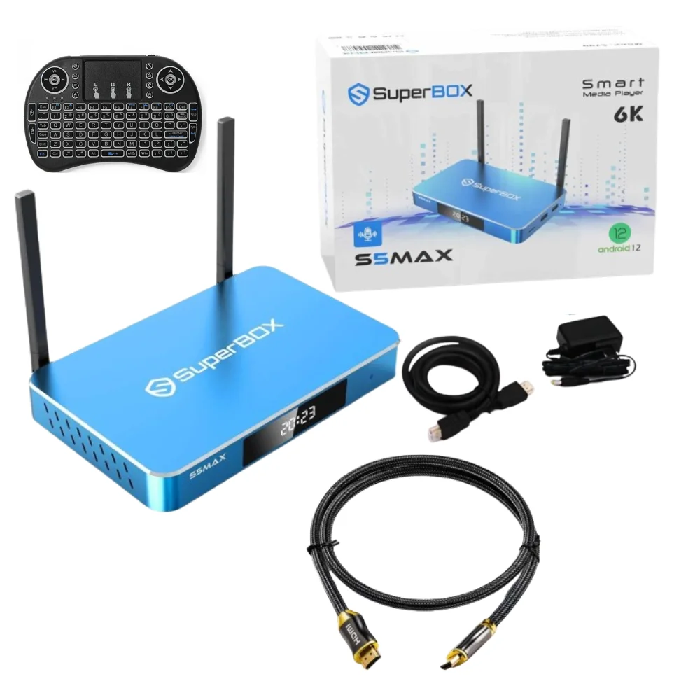 US STOCK Super bundle Box S5 Max 8K HDMI, Backlit keyboard Remote with voice remote Control