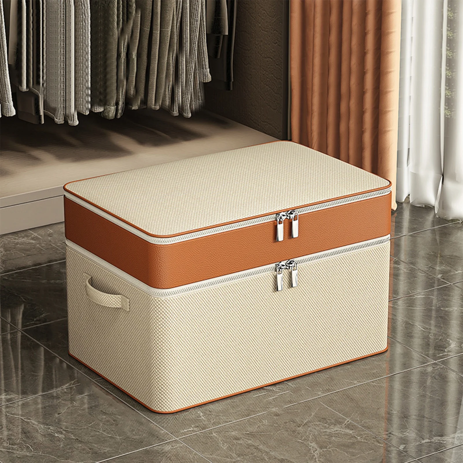 Storage Bins Double Layer Oxford Zipper Clothes Storage Bag Wardrobe Storage Box Portable Storage Bag Winter Quilt Storage Box Closet Storage