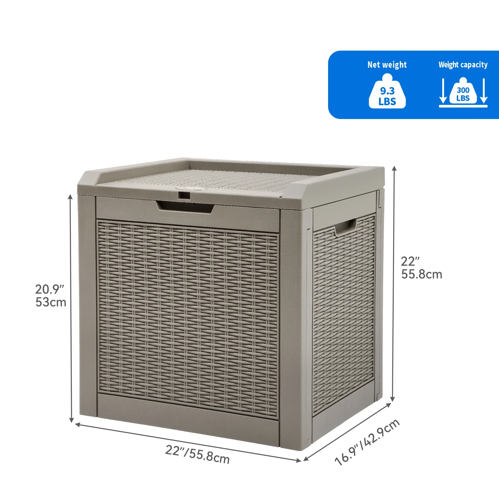 Dextrus 32 Gallon Deck Box, Indoor Outdoor Storage Box for Patio Furniture, Pool Accessories, Garden Tools, Sports Equipment, Waterproof Resin Rattan with Lockable Lid and Side Handles (Brown)