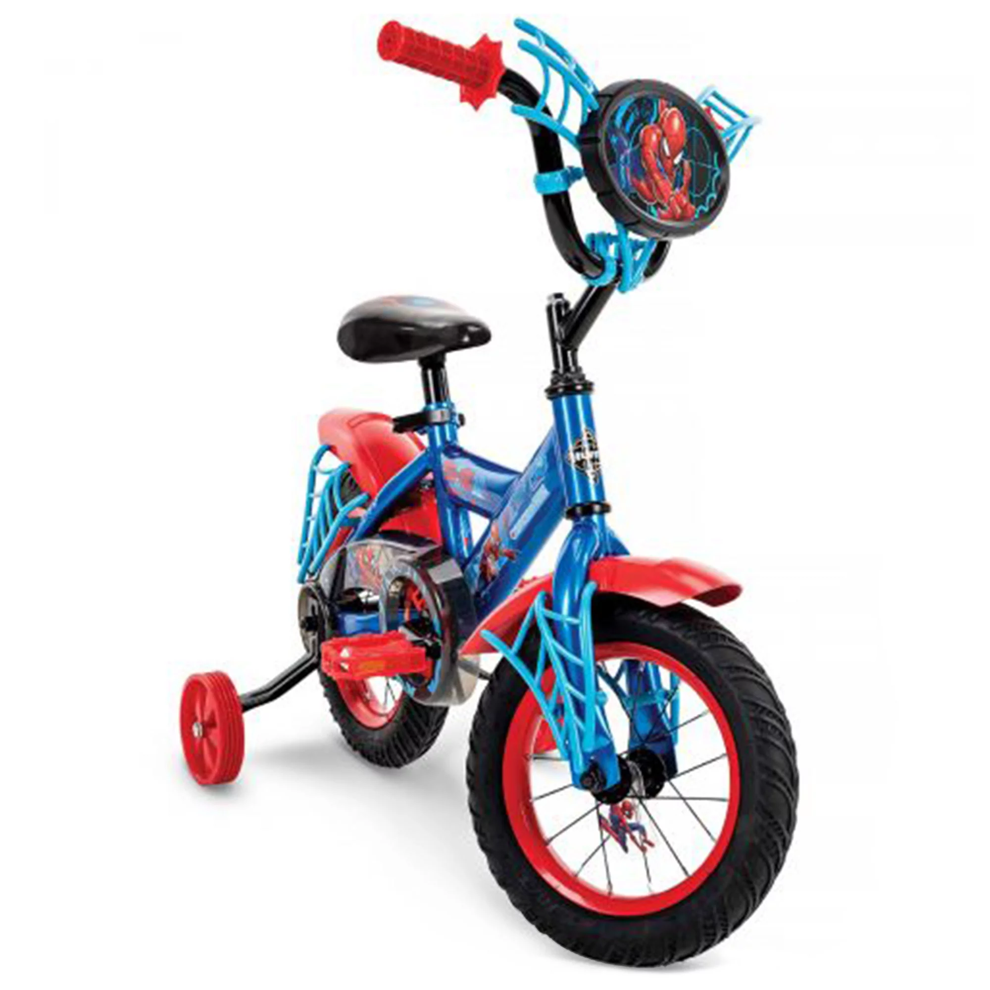 Huffy 12 Inch Marvel Spider-Man Kids First Bike with Training Wheels, Blue