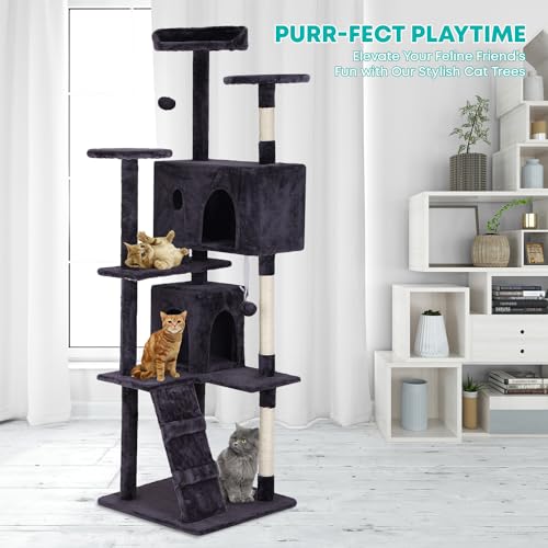 FDW Cat Tree Cat Tower Multi-Level Durable Cat Scratching Post & Cozy Fun Cat Jumping Platform Space Saving Cat Condo Pet Play House for Indoor Cats