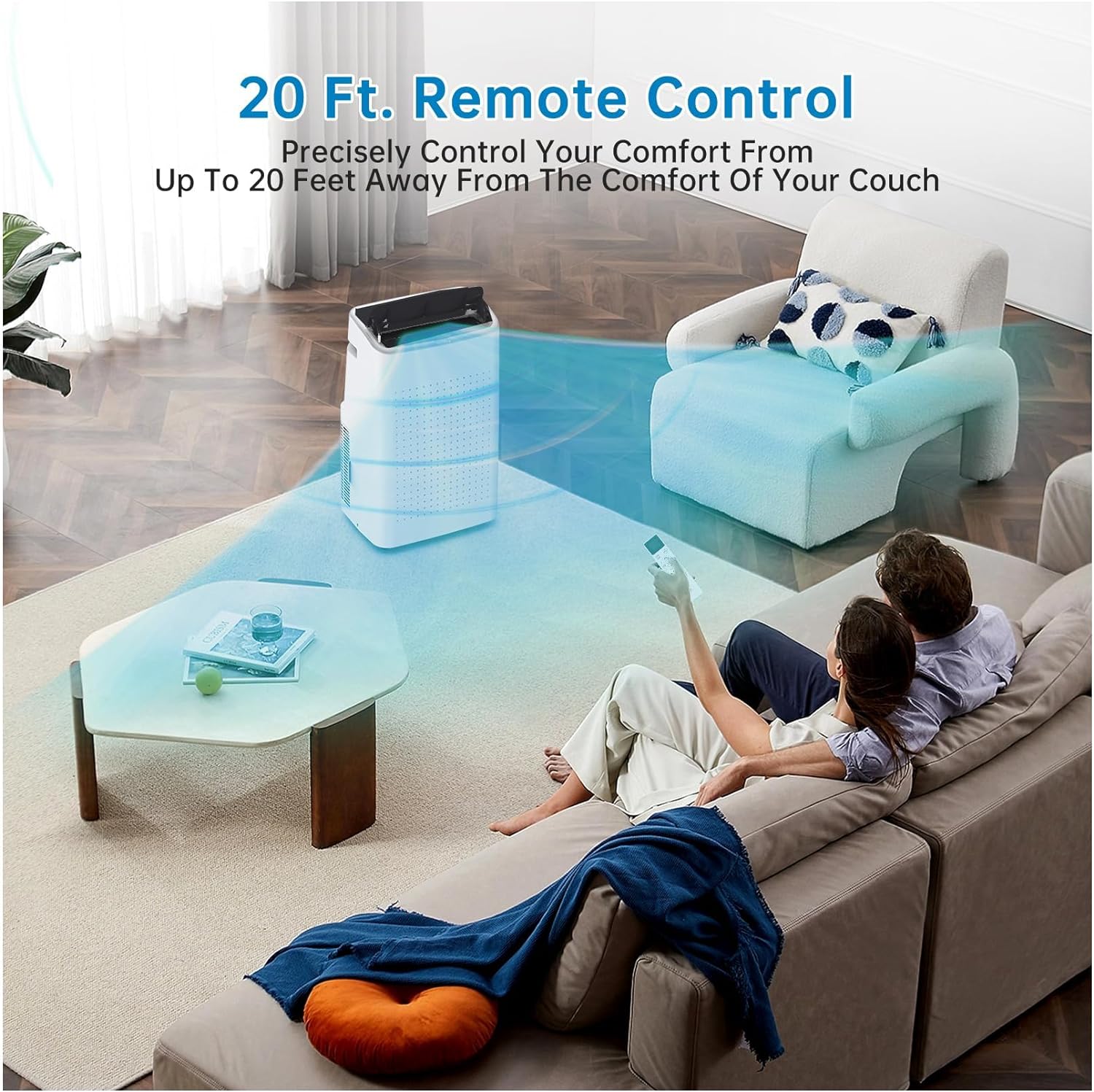 14,000 BTU Portable Air Conditioner - Powerful Cooling for 750 sq. ft., 3-in-1 Function, Air Conditioners Remote Control, LED Screen, 24hr Timer.