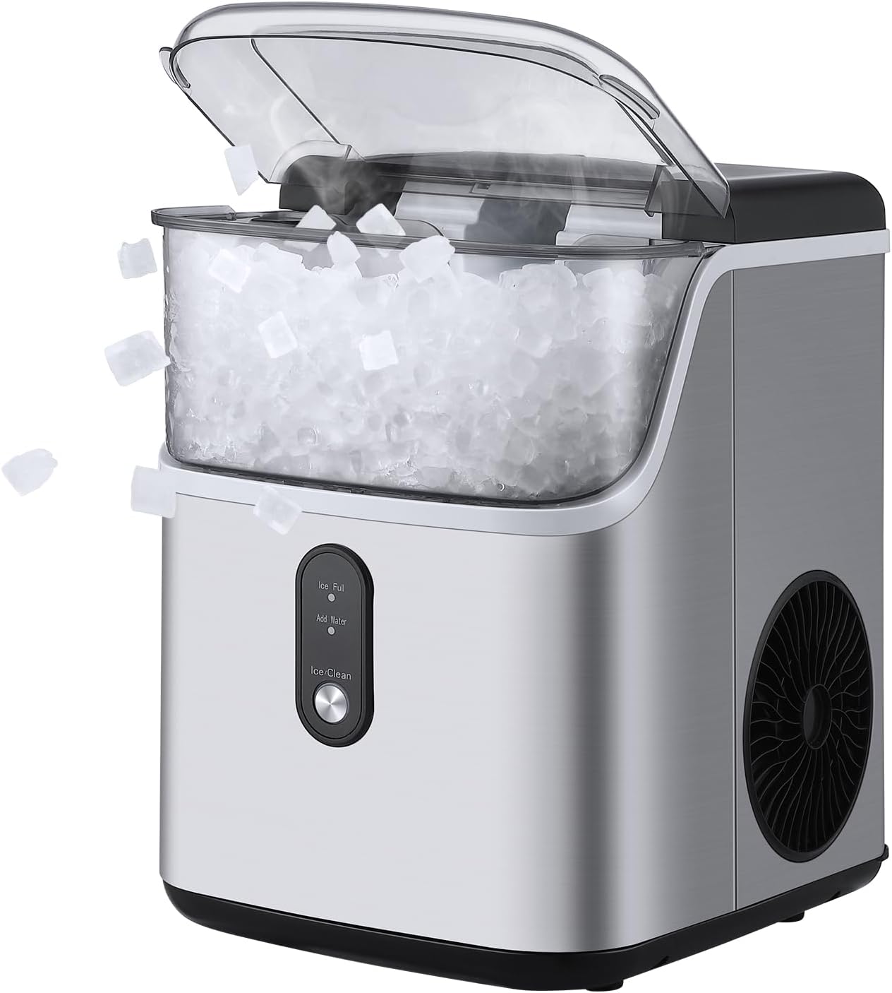 Nugget Ice Maker Countertop Machine with Soft Chewable Ice, Crushed Ice Makers with Self-Cleaning, 36Lbs/24Hrs, One-Key Operation, Compact Ice Maker with Ice Scoop/Basket for Home/Kitchen/Bar