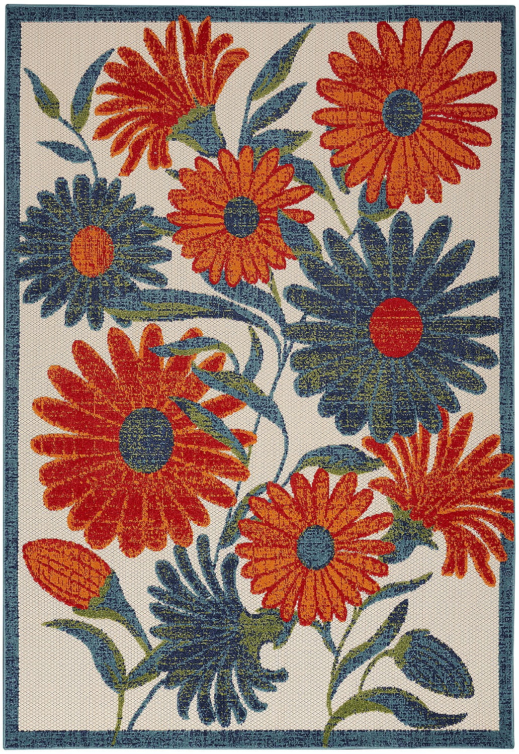 Nourison Aloha Indoor Outdoor Ivory Multicolor 6' x 9' Area Rug, Easy Cleaning, Non Shedding, Bed Room, Living Room, Dining Room, Kitchen (6x9)