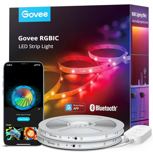 Govee RGBIC LED Strip Lights, Smart LED Lights for Bedroom, Bluetooth LED Lights APP Control, DIY Multiple Colors on One Line, Color Changing LED Strip Lighting Music Sync, Christmas Decor, 16.4ft