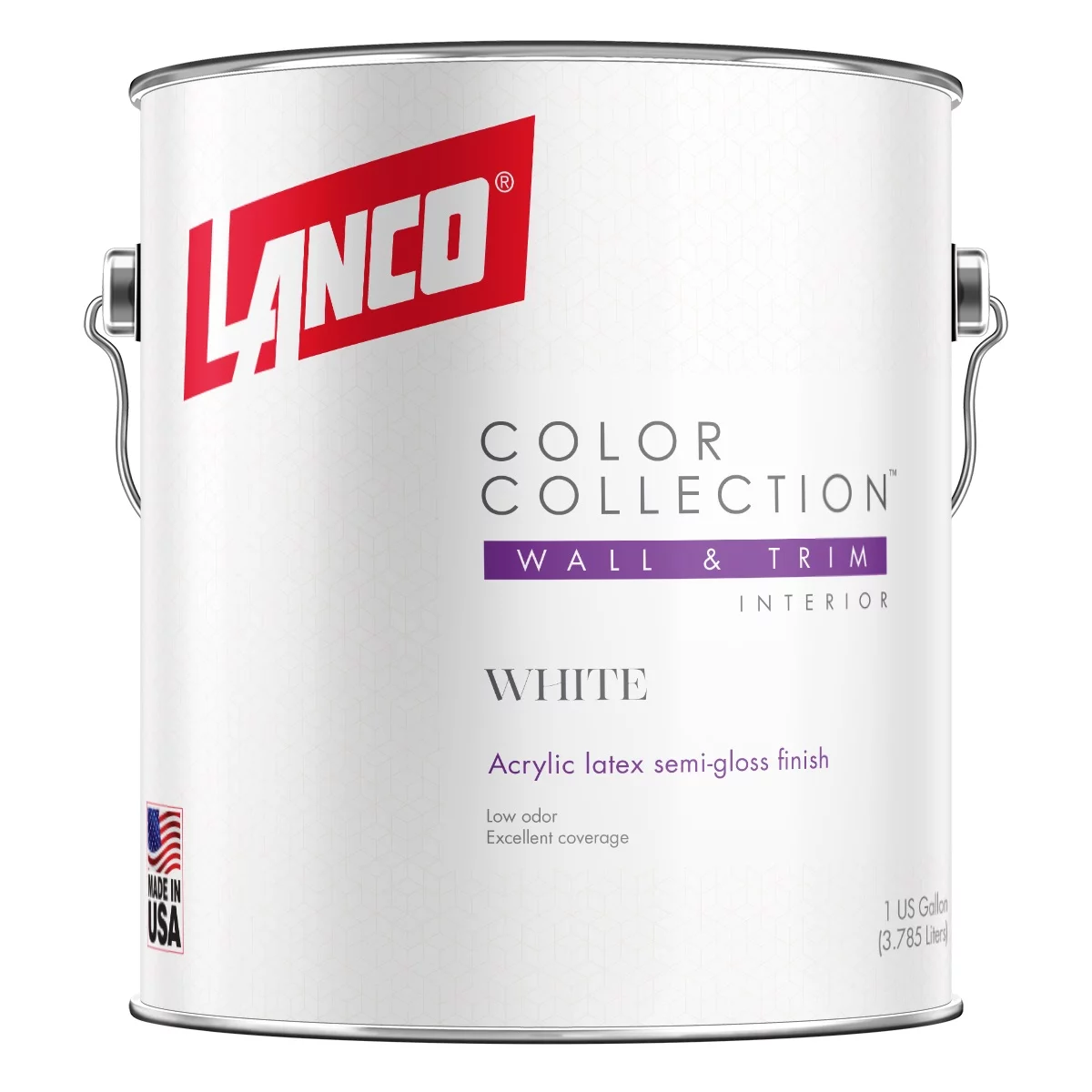 Lanco Color Collection Semi-Gloss Interior Wall & Trim Paint, White, 1 Gallon