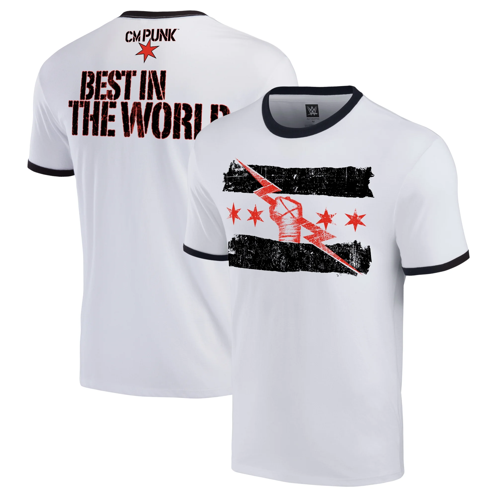 Men's White/Black CM Punk Best In The World Ringer T-Shirt