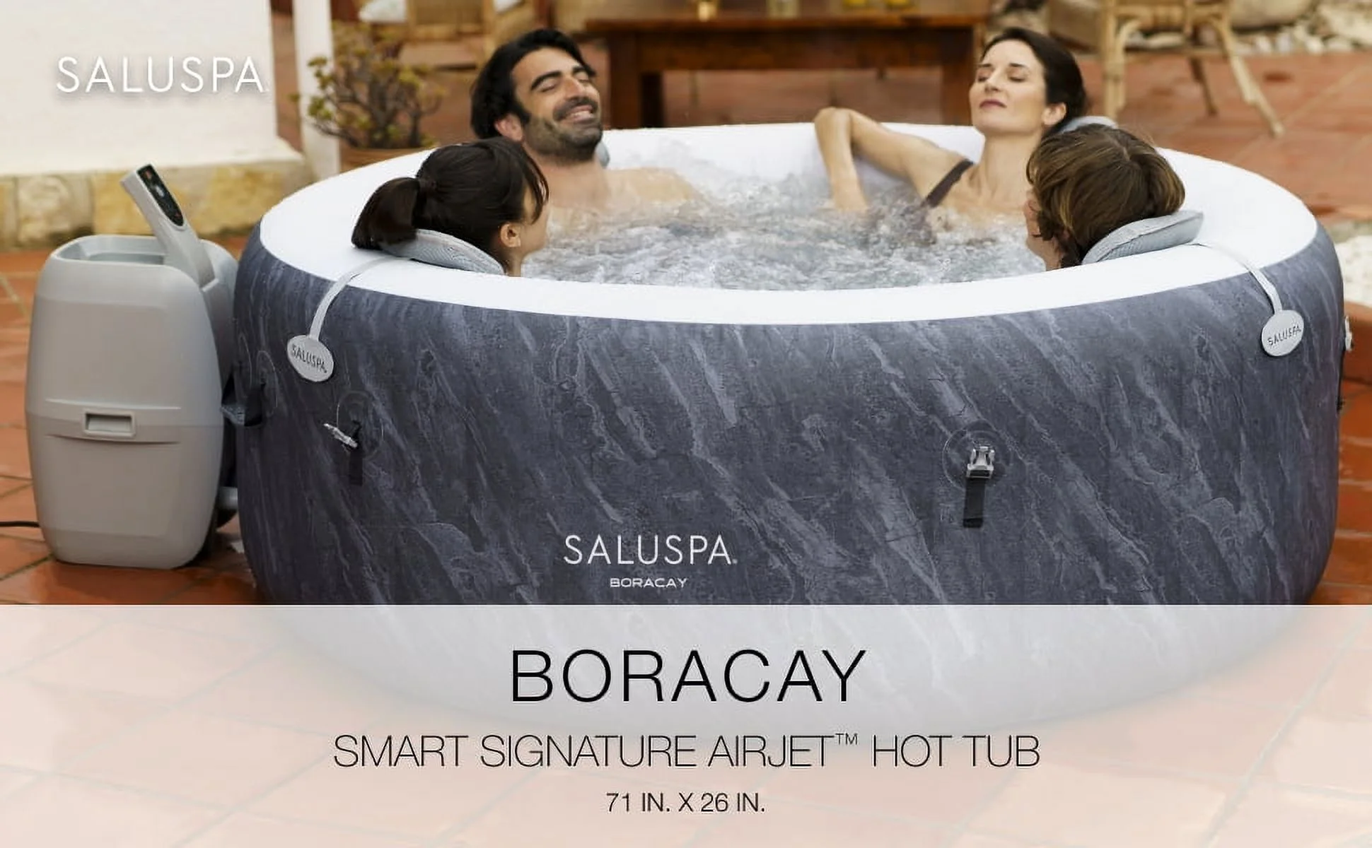 Bestway SaluSpa Boracay AirJet Inflatable Hot Tub with 120 Jets, Gray
