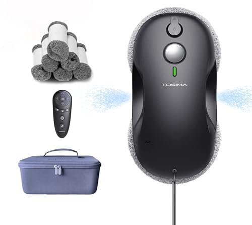 Tosima Window Cleaning Robot W2, Automatic Cleaning with Intelligent Path Planning, 3800Pa Suction Power, Edge Detection Technology, Remote Control