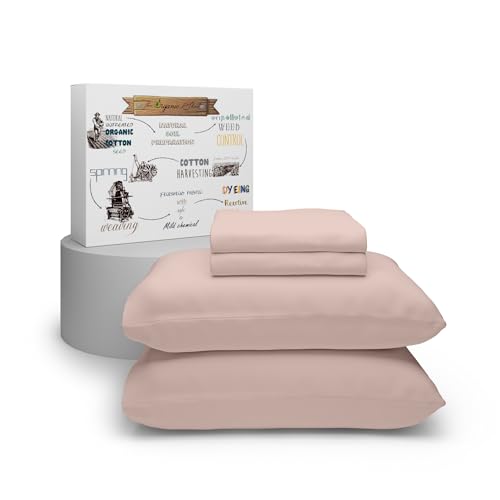 Purity Home Organic 100% Cotton Bed Sheets Set, 4-Piece Cotton Percale Weave Sheet Set, Fits Mattress Upto 16