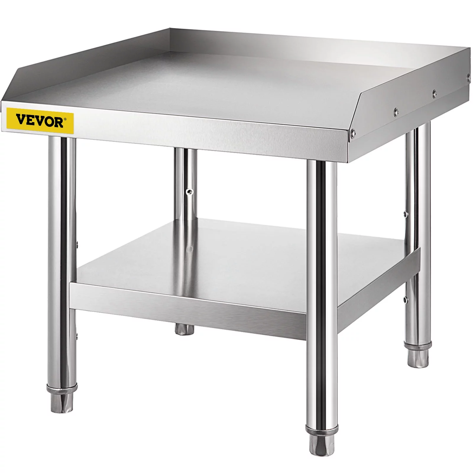 VEVOR Stainless Steel Table, 24 x 24 Inch, Heavy Duty Prep & Work Metal Workbench with Adjustable Storage Under Shelf and Table Feet, Commercial Equipment Stand for Hotel, Restaurant and Home Kitchen