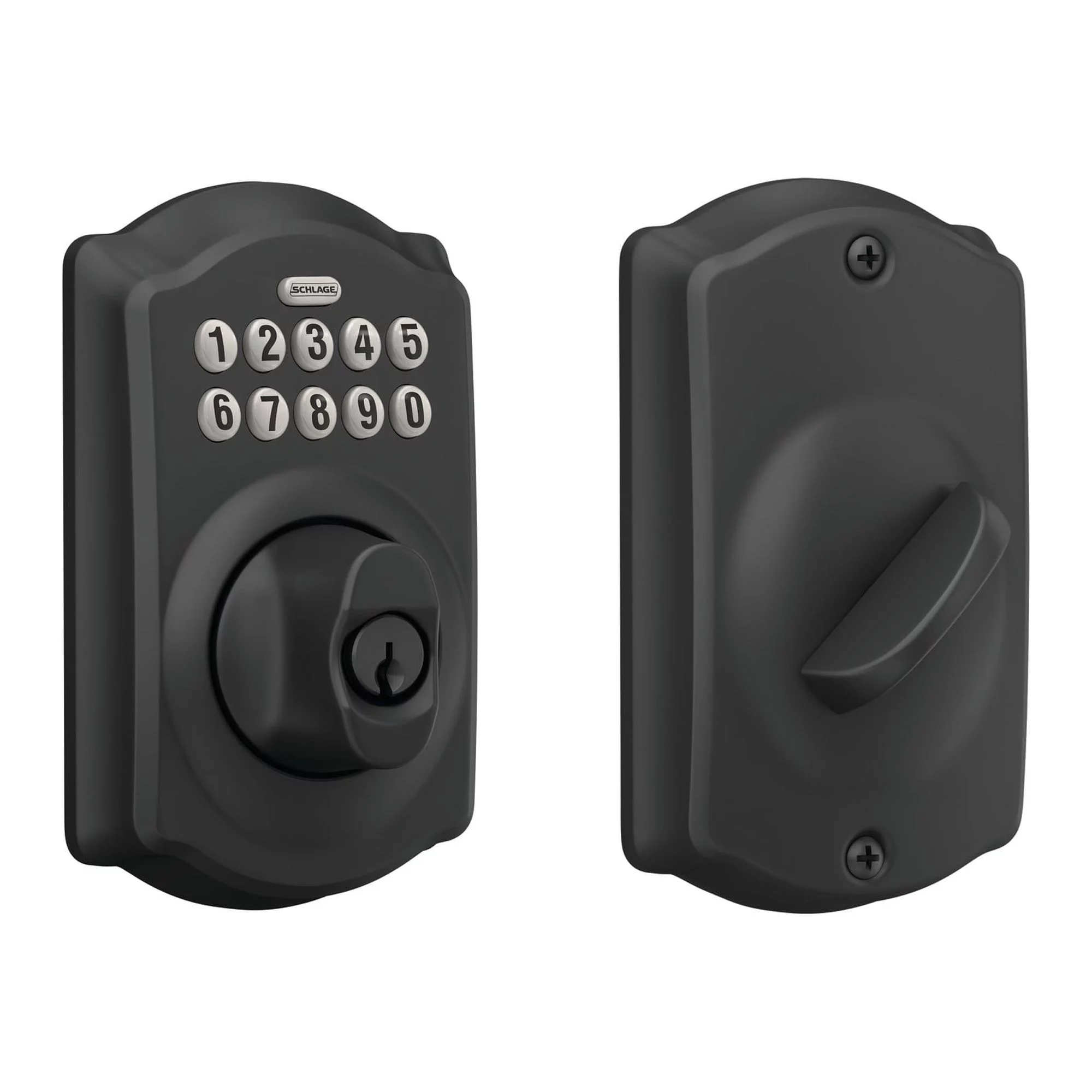 Schlage Be365-Cam Camelot Electronic Keypad Single Cylinder Deadbolt - Black