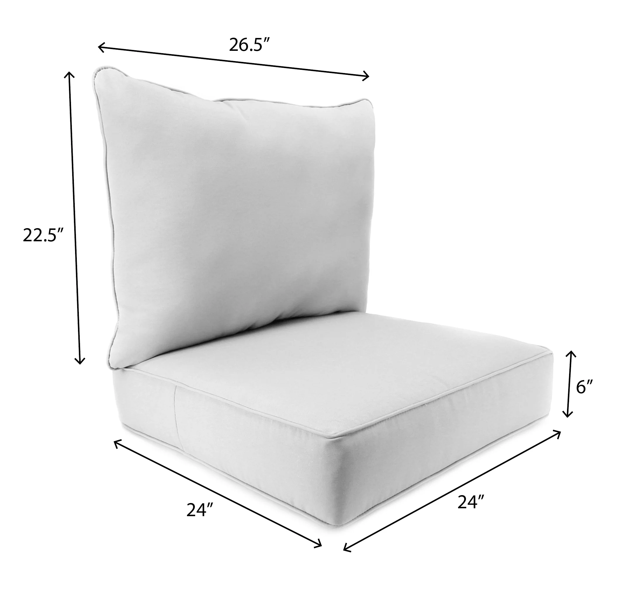 Sunbrella Outdoor 2-Piece Deep Seat Chair Cushion