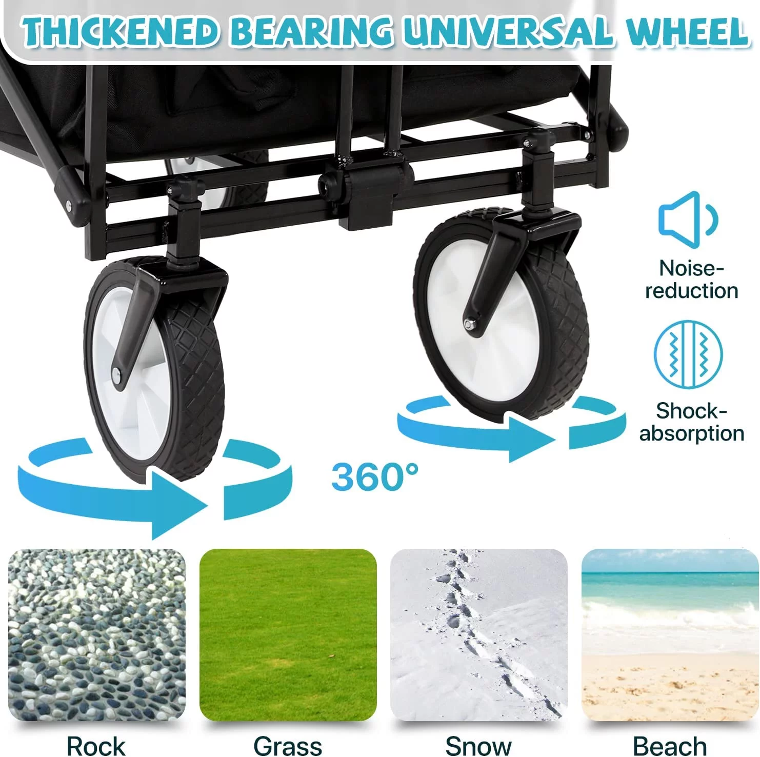 Dkelincs Collapsible Wagon Cart Portable Folding Wagon Heavy Duty Utility Beach Wagon Garden Cart with All-Terrain Wheels, Black