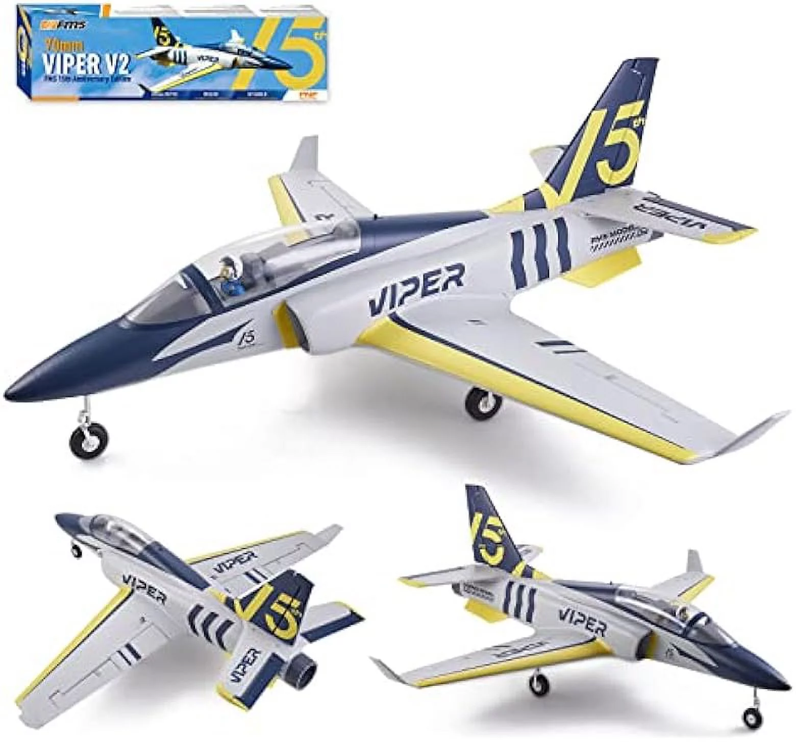 Fms 70mm Viper V2 EDF Navy Blue Trainer RC Airplane Jet 6S PNP (NO Radio Battery Charger)