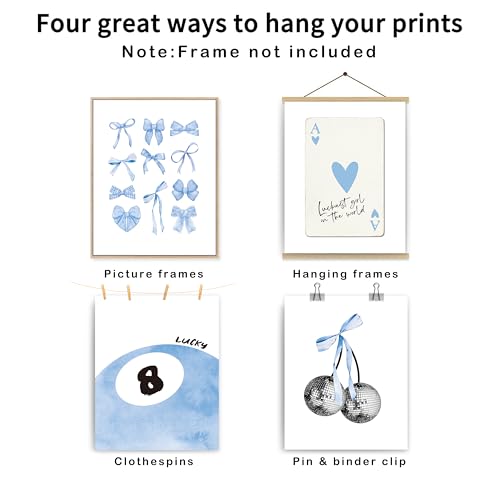 okaxscm Pink Coquette Trendy Preppy Wall Art Prints Set of 4, Coquette Room Decor, Preppy Room Decor Aesthetic, Pink Bow Disco 8 Ball Cherry Wall Decor Posters for Girls Bedroom Dorm, 8x10 Unframed