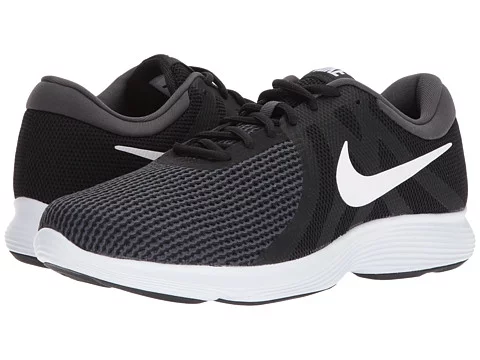 Nike REVOLUTION 4 4E Mens Black White Athletic Running Shoes