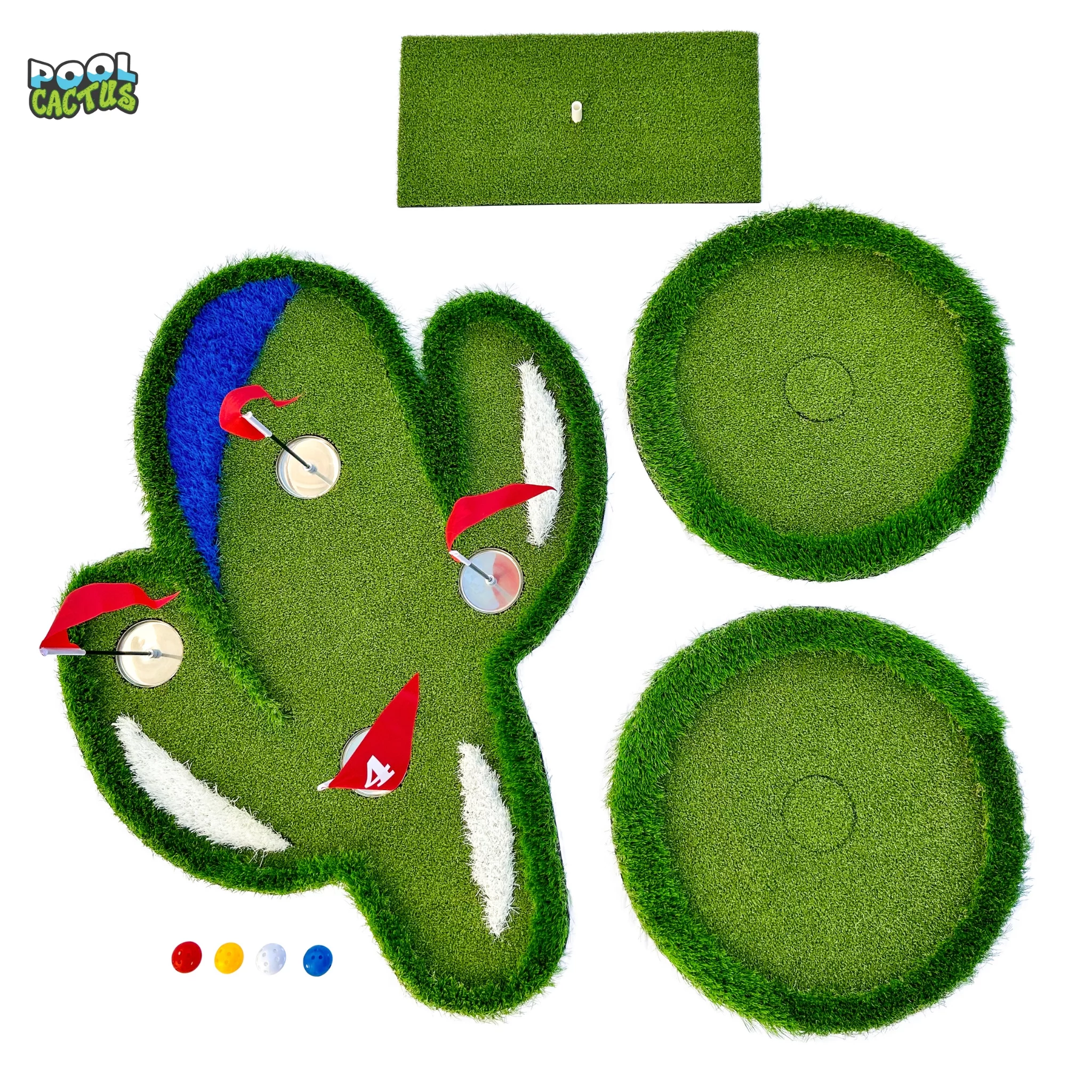 Pool Cactus Floating Golf Green for Pool and Backyard Includes 60 Multi Colored Floating Golf Balls