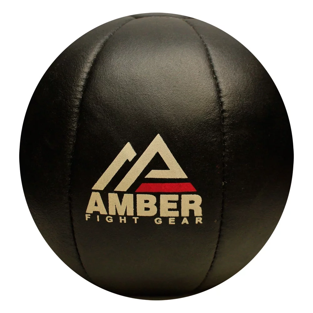 Amber Fight Gear Leather Medicine Ball for Strength & Conditioning, Plyometric & Core Training, Cardio Workouts for Muscle Building, Squats, Lunges, Partner Training 12lb