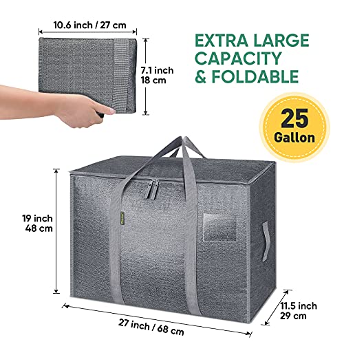 BALEINE 28 Gallon Moving Totes with Reinforced Handles, Heavy-Duty UnderBed Storage Bag for Moving Boxes, Clothes, Travel, Attics (8 Pack, White)